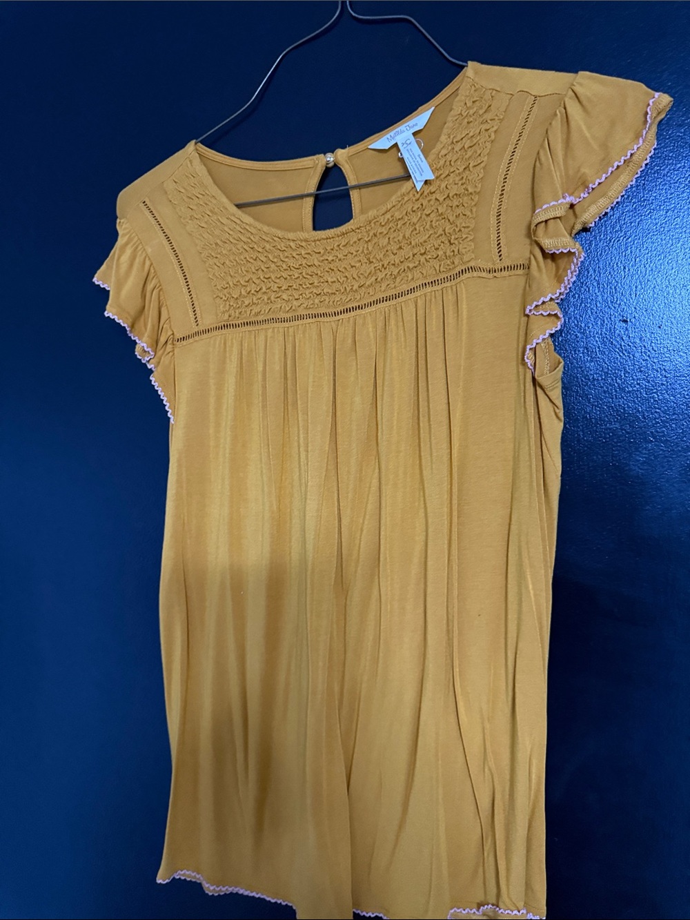 Matilda Jane Mustard Yellow Smocked Flutter Top
